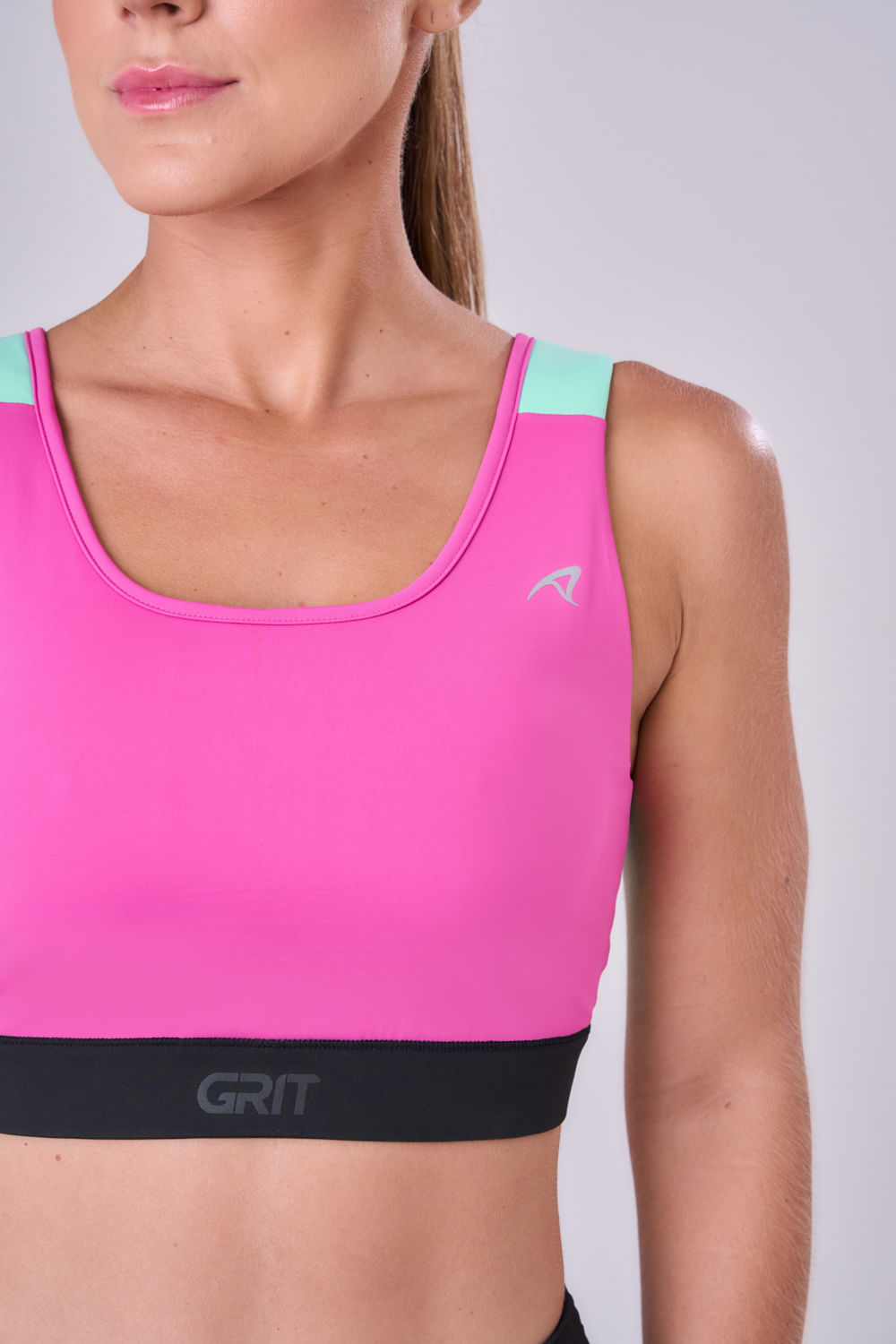 Top Grit Bossa Ajustavel 1 Bolso Reto Cor:Fucsia/Verde Claro/Preto;Tamanho:P 9