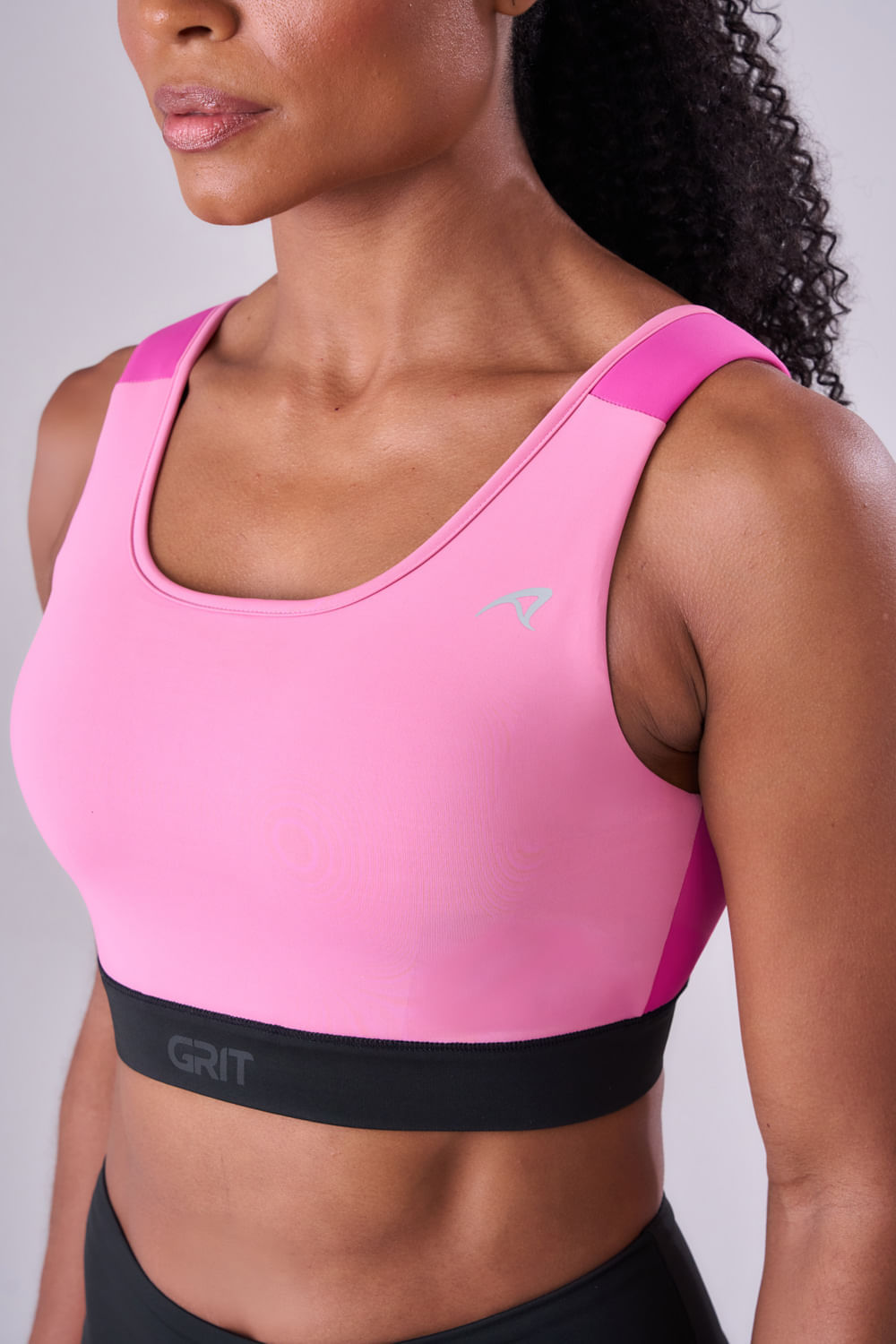 Top Grit Bossa Ajustavel 1 Bolso Reto Cor:Rosa/Fucsia/Preto;Tamanho:P 4