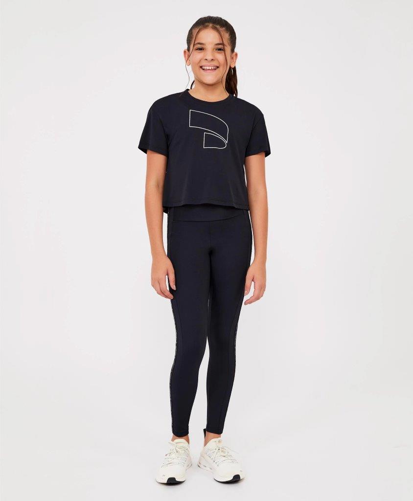 Legging Elastico Kids Cor:Preto;Tamanho:14