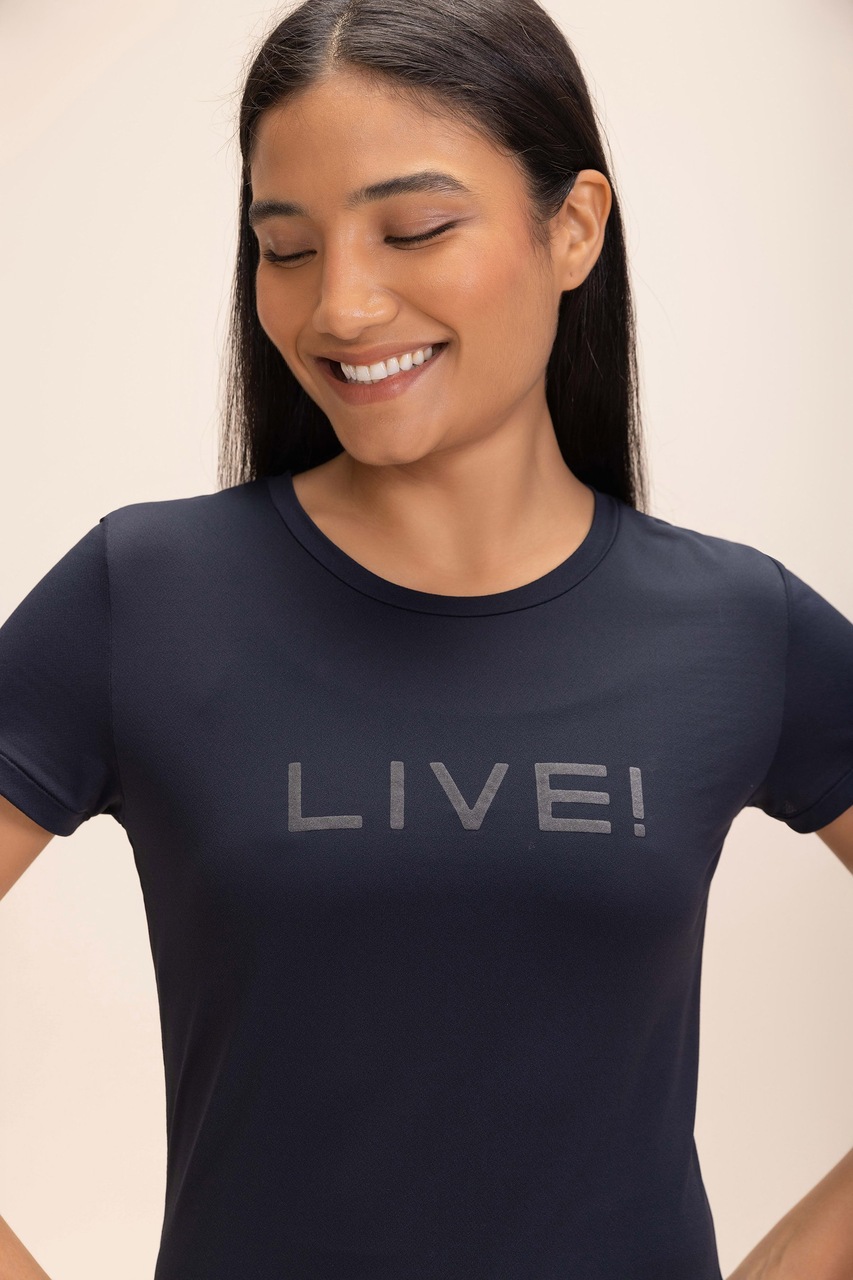 Camiseta LIVE Comfort Branco e Preto Cor:Preto;Tamanho:M