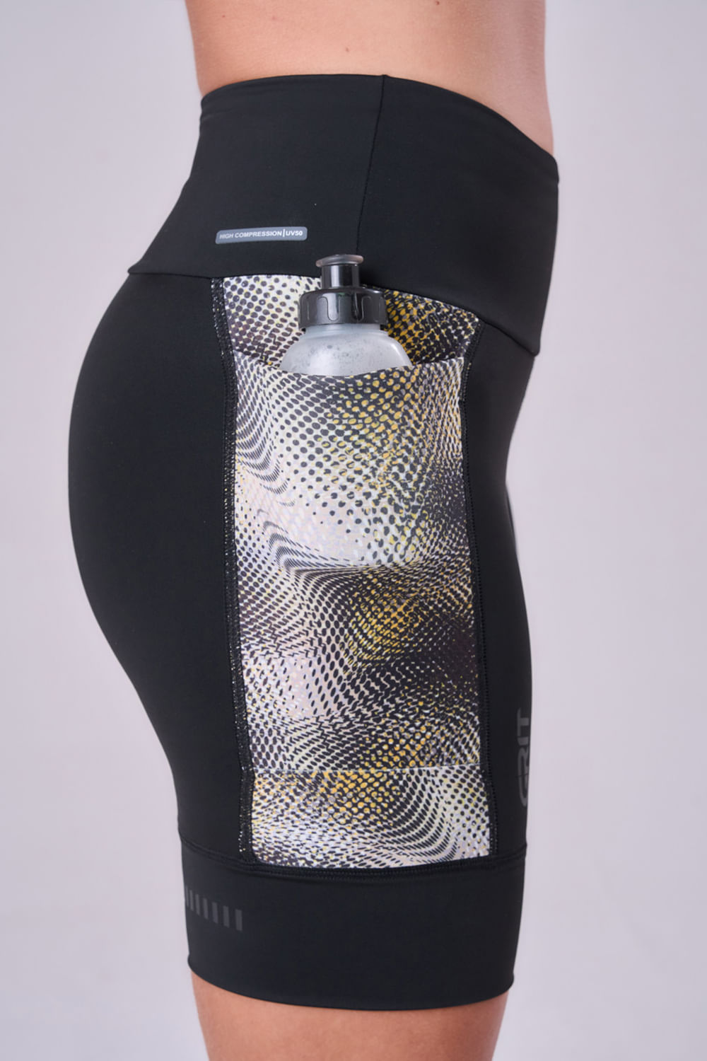 BERMUDA GRIT BOSSA 3 BOLSOS 18CM FEM IND PRETO/ESTAMPA Cor:Preto/Estampa;Tamanho:G 6