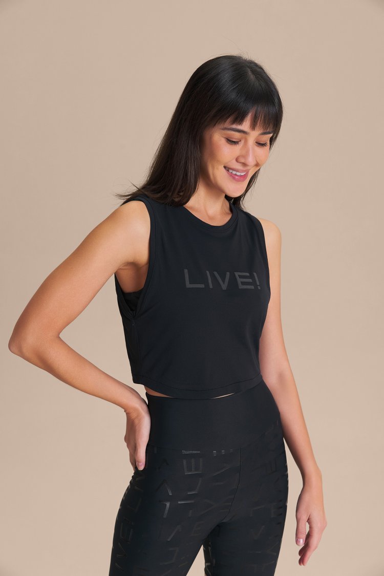 Regata Cropped LIVE Comfort Cor:Preto;Tamanho:G 1