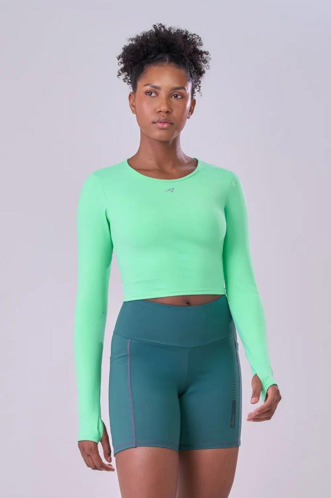Camiseta Cropped Signature Samba Manga Longa Feminina