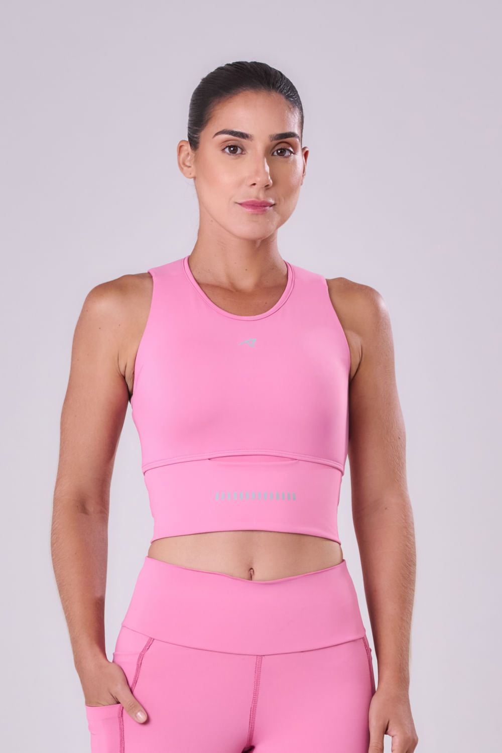 Top Cropped Grit Bossa 1 Bolsao Cor:Rosa;Tamanho:M 3