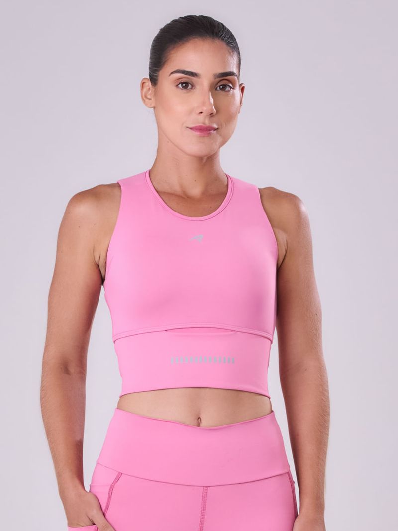 Top Cropped Grit Bossa 1 Bolsao Cor:Rosa;Tamanho:M 3
