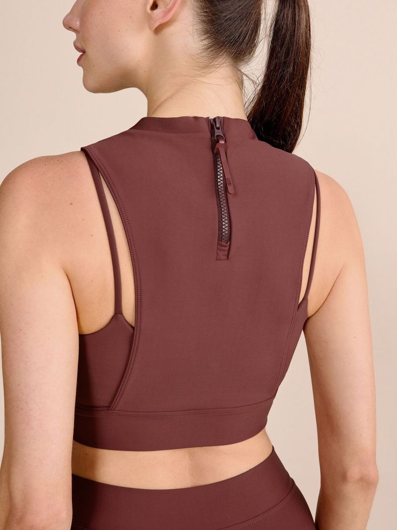 Top Zip Back Neopren Cor:Marrom;Tamanho:P 3