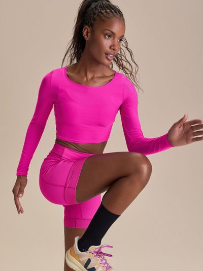 Blusa Cropped ML Harmony Cor:Rosa Pink;Tamanho:G