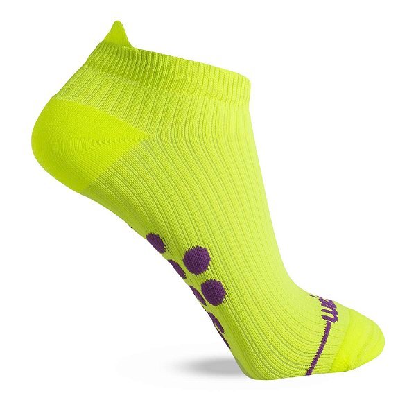 MEIA PERFORMANCE FEMININA SAPATILHA COMPRESSAO FIO EMANA Cor:Amarelo Neon;Tamanho:34-39