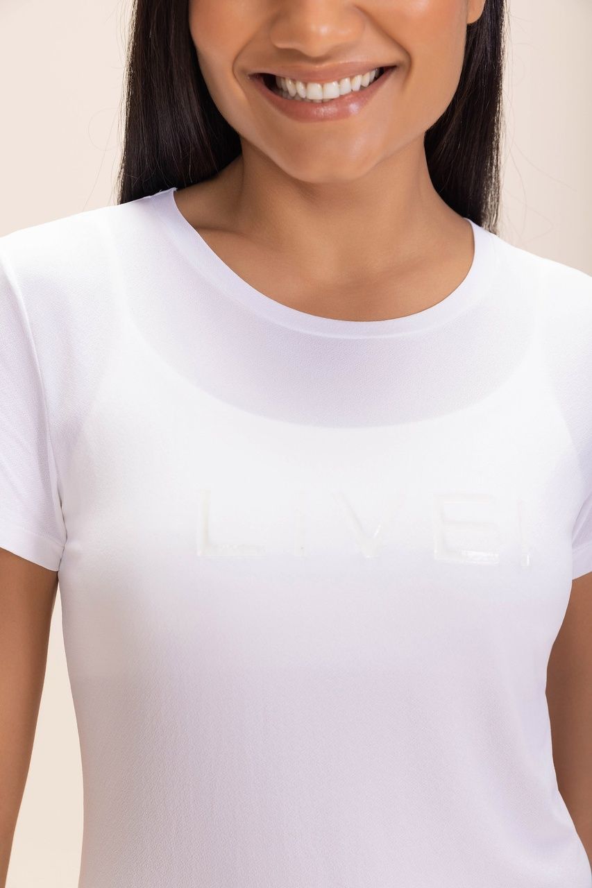 Camiseta LIVE Comfort Branco e Preto Cor:Branco;Tamanho:G 3