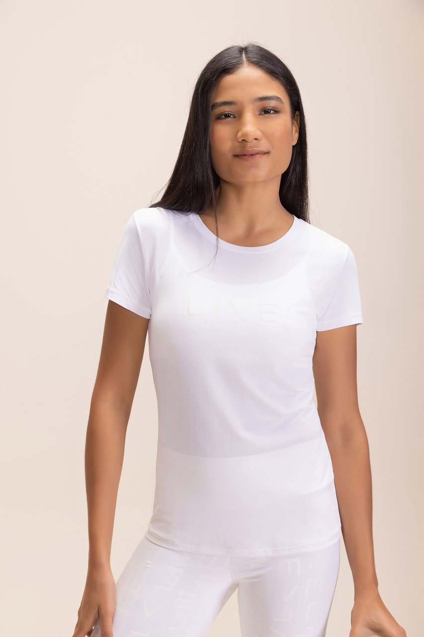 Camiseta LIVE Comfort Branco e Preto Cor:Branco;Tamanho:G