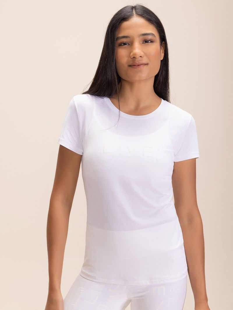 Camiseta LIVE Comfort Branco e Preto Cor:Branco;Tamanho:G 1