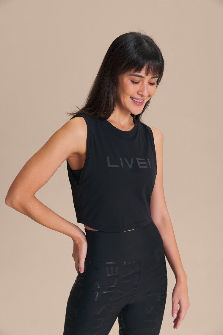 Regata Cropped LIVE Comfort Cor:Preto;Tamanho:M 1