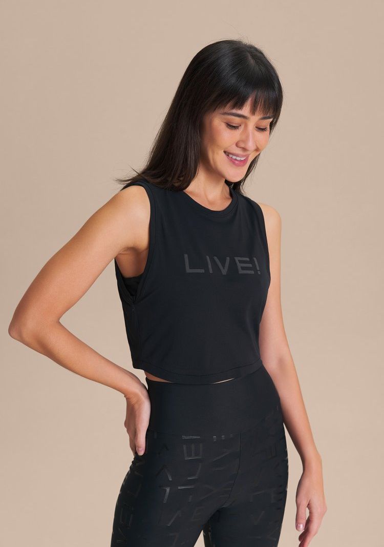 Regata Cropped LIVE Comfort Cor:Preto;Tamanho:M 1