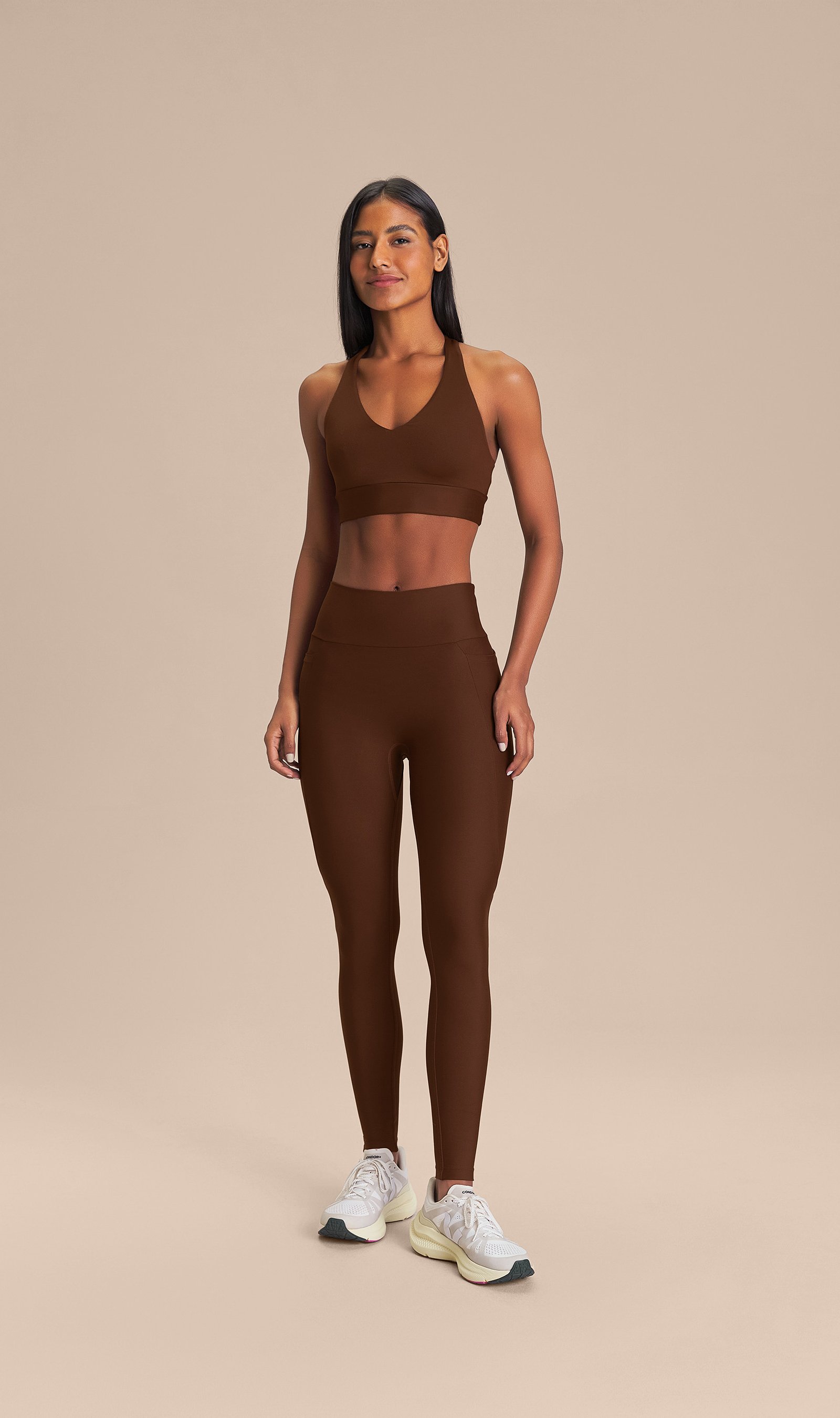 Legging Pocket Hydefit Adaptiv Cor:Marrom Chocolate;Tamanho:G