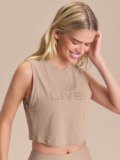 Regata Cropped LIVE Comfort Cor:Bege;Tamanho:M