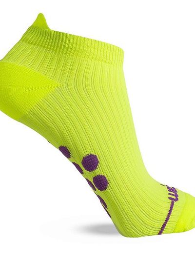 MEIA PERFORMANCE FEMININA SAPATILHA COMPRESSAO FIO EMANA Cor:Amarelo Neon;Tamanho:34-39
