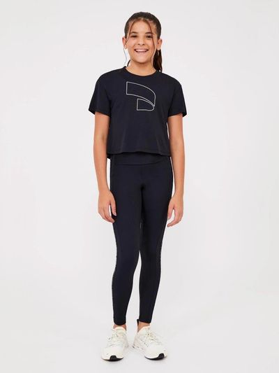 Legging Elastico Kids Cor:Preto;Tamanho:14