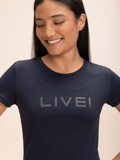 Camiseta LIVE Comfort Branco e Preto Cor:Preto;Tamanho:M