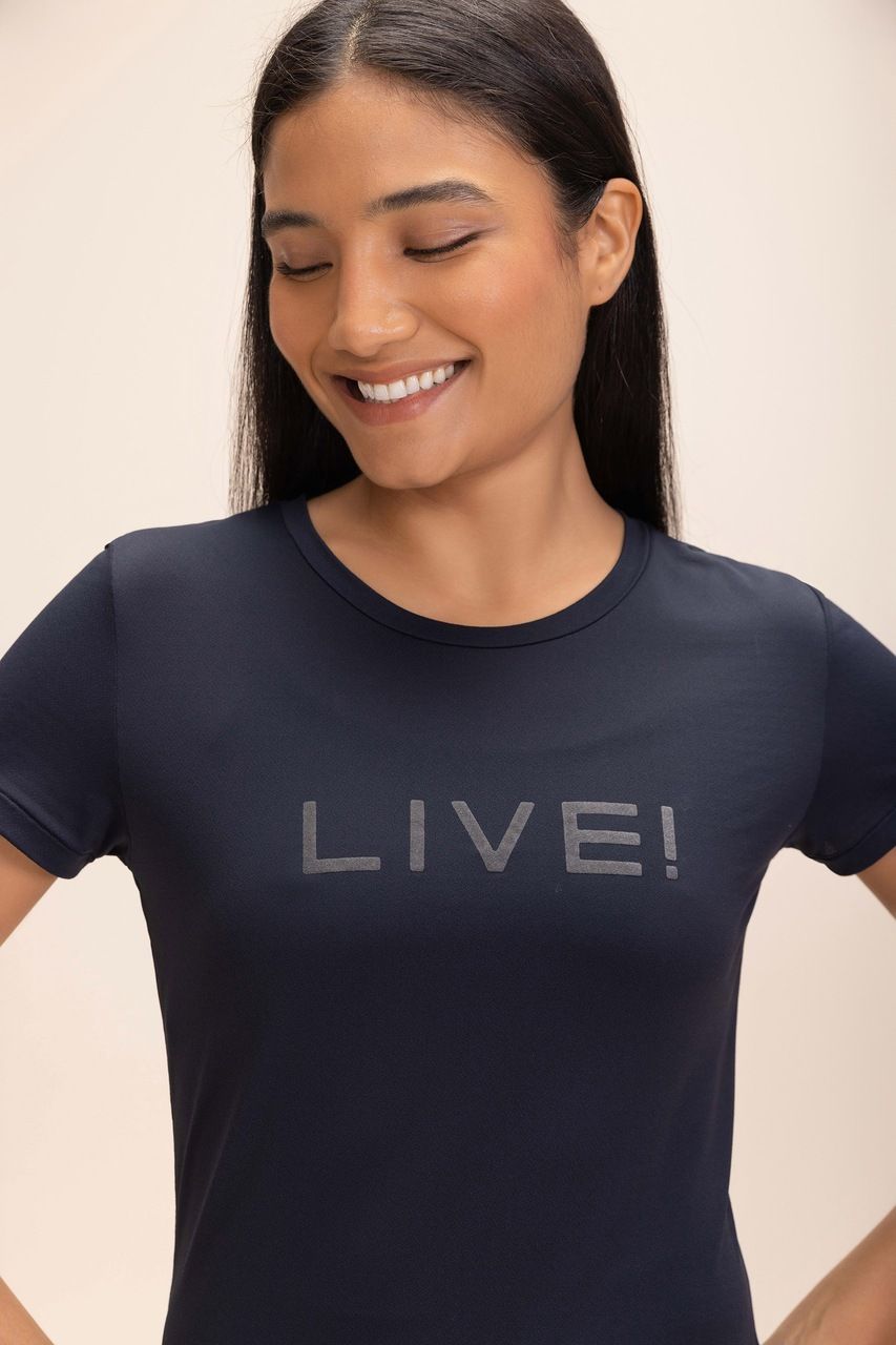 Camiseta LIVE Comfort Branco e Preto Cor:Preto;Tamanho:M 1