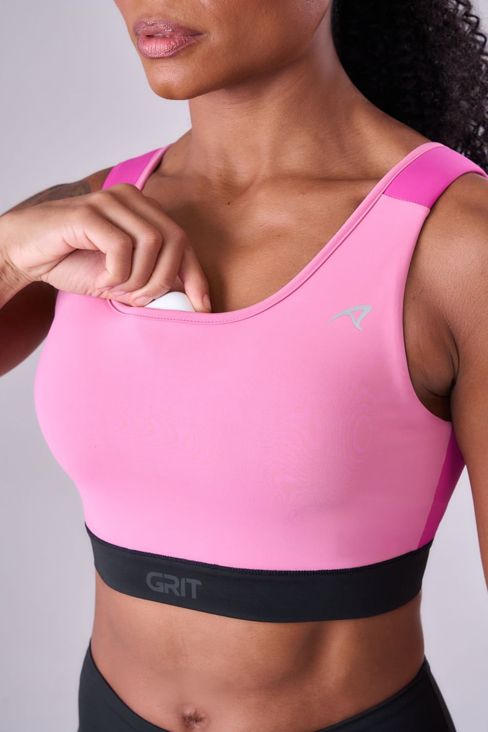 Top Grit Bossa Ajustavel 1 Bolso Reto Cor:Rosa/Fucsia/Preto;Tamanho:M