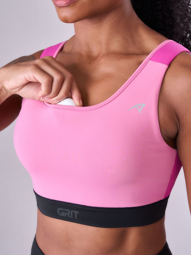 Top Grit Bossa Ajustavel 1 Bolso Reto Cor:Rosa/Fucsia/Preto;Tamanho:M 1