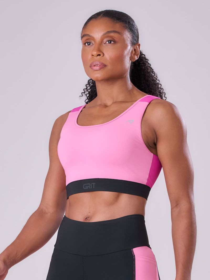 Top Grit Bossa Ajustavel 1 Bolso Reto Cor:Rosa/Fucsia/Preto;Tamanho:M 2