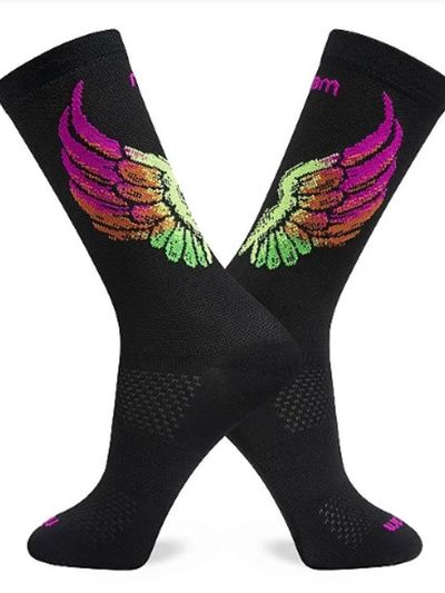 Meia Feminina Cano Medio Elastico Asas Preta