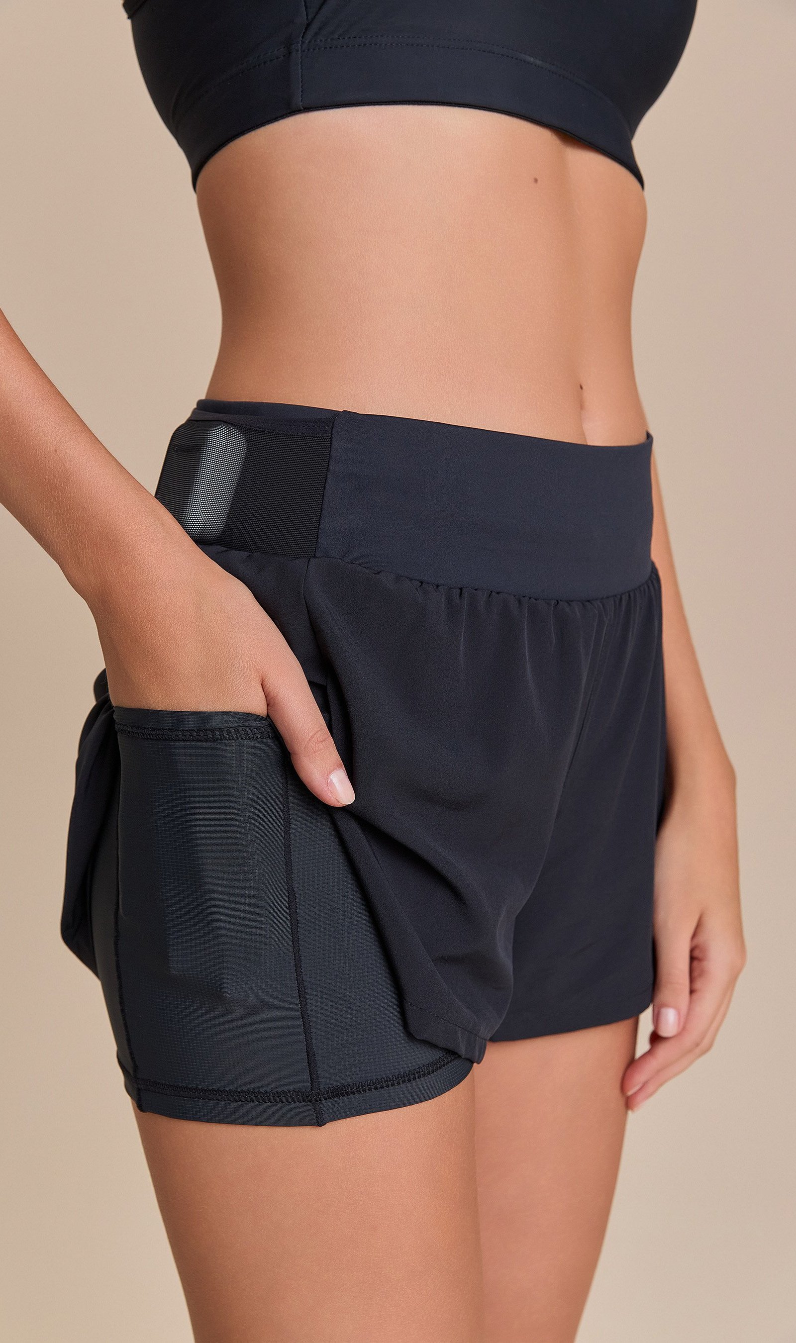 Shorts Pro Six Pockets Cor:Preto;Tamanho:P