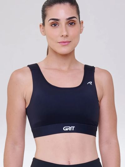 Top Grit Bossa Reto c/ Bolso Ajustável Preto e Branco Cor:Preto;Tamanho:M