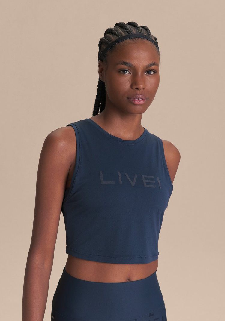 Regata Cropped LIVE Comfort Cor:Azul Escuro;Tamanho:P 1