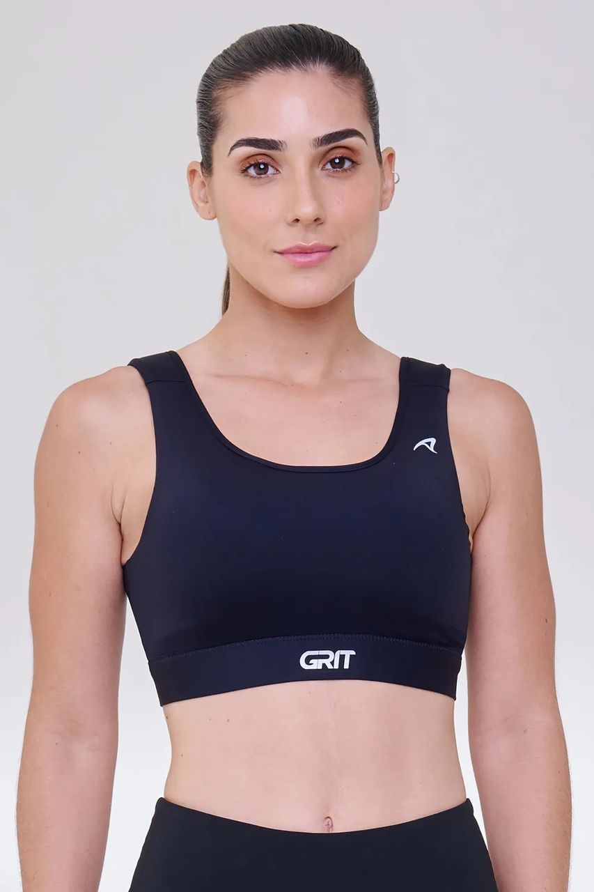 Top Grit Bossa Reto c/ Bolso Ajustável Preto e Branco Cor:Preto;Tamanho:M 1