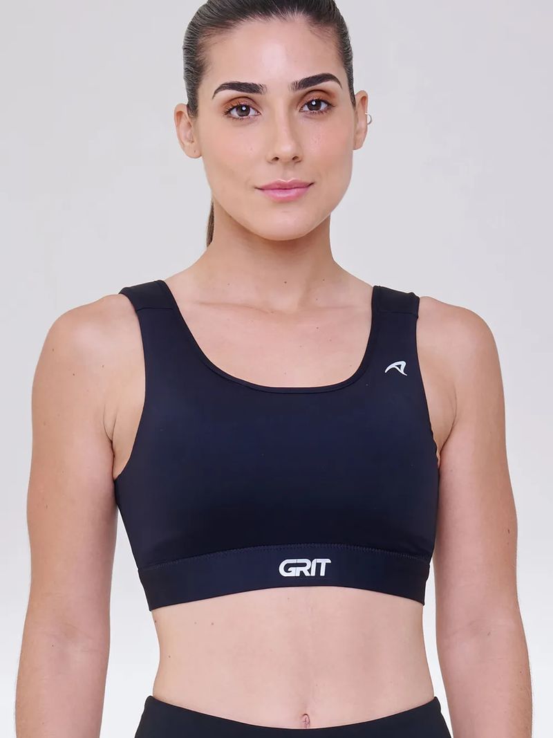 Top Grit Bossa Reto c/ Bolso Ajustável Preto e Branco Cor:Preto;Tamanho:M 1
