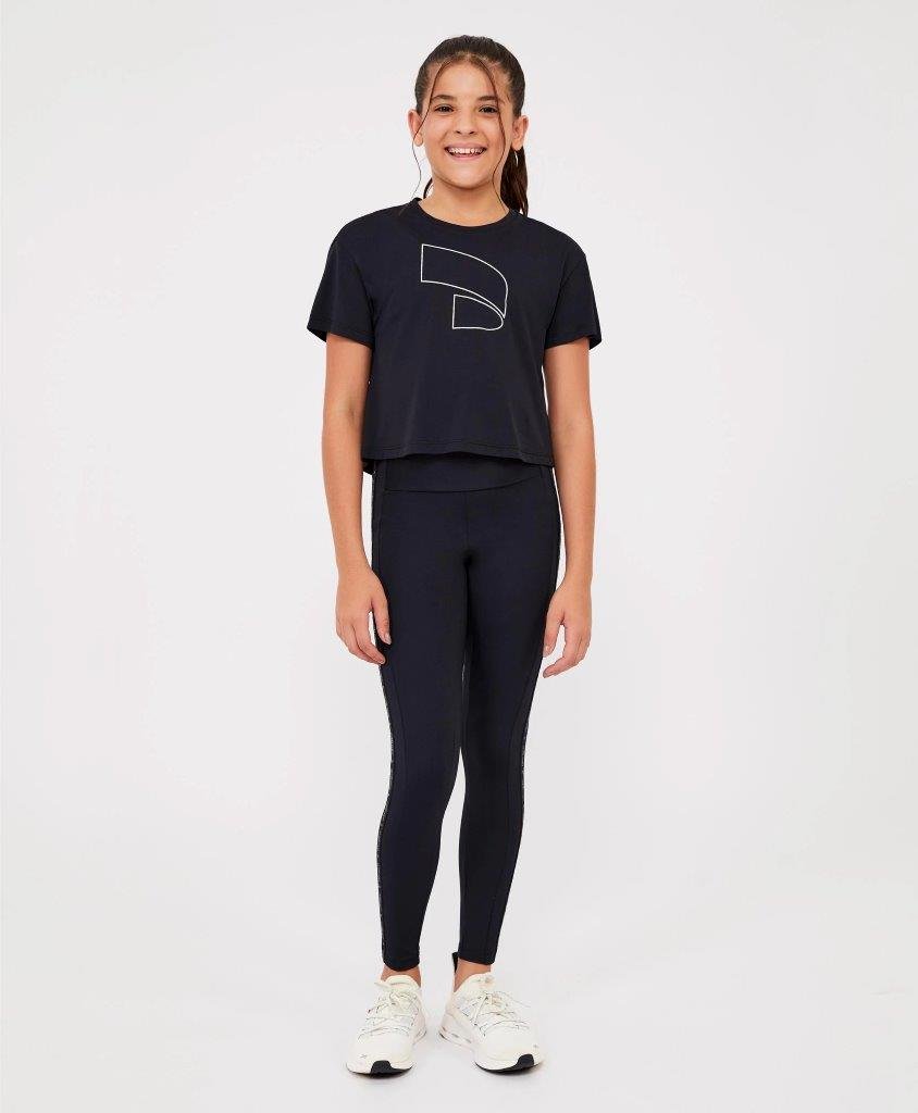 Legging Elastico Kids Cor:Preto;Tamanho:14