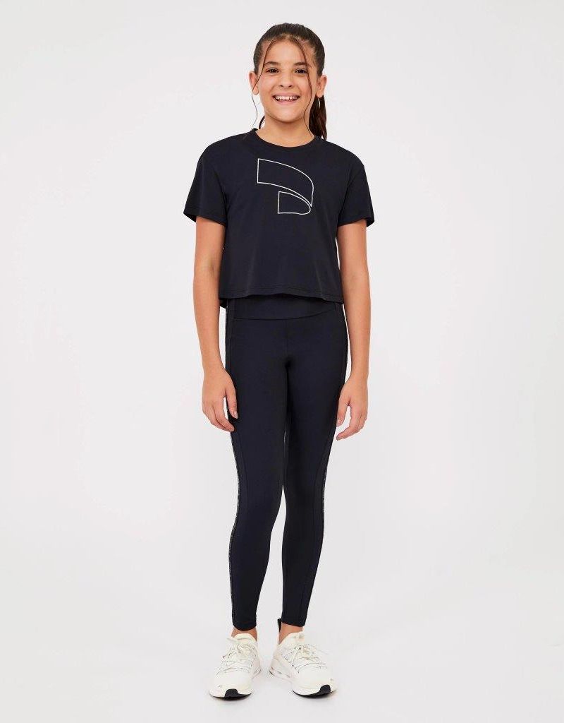 Legging Elastico Kids Cor:Preto;Tamanho:14 1