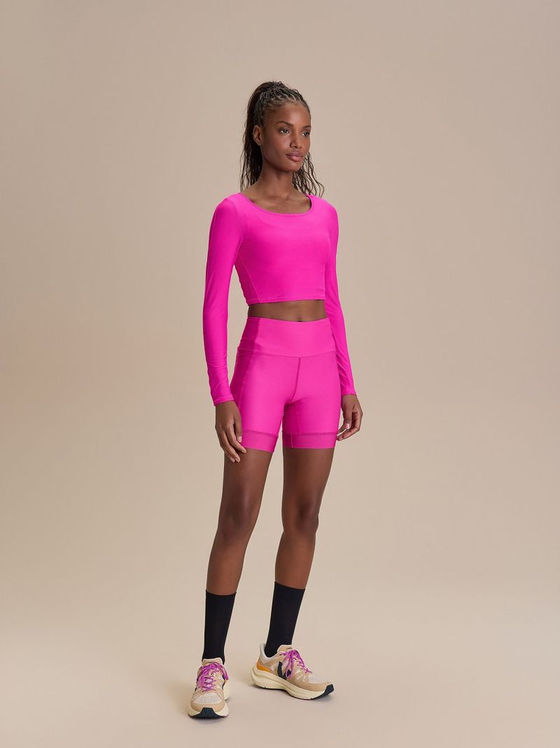 Blusa Cropped ML Harmony Cor:Rosa Pink;Tamanho:P 2