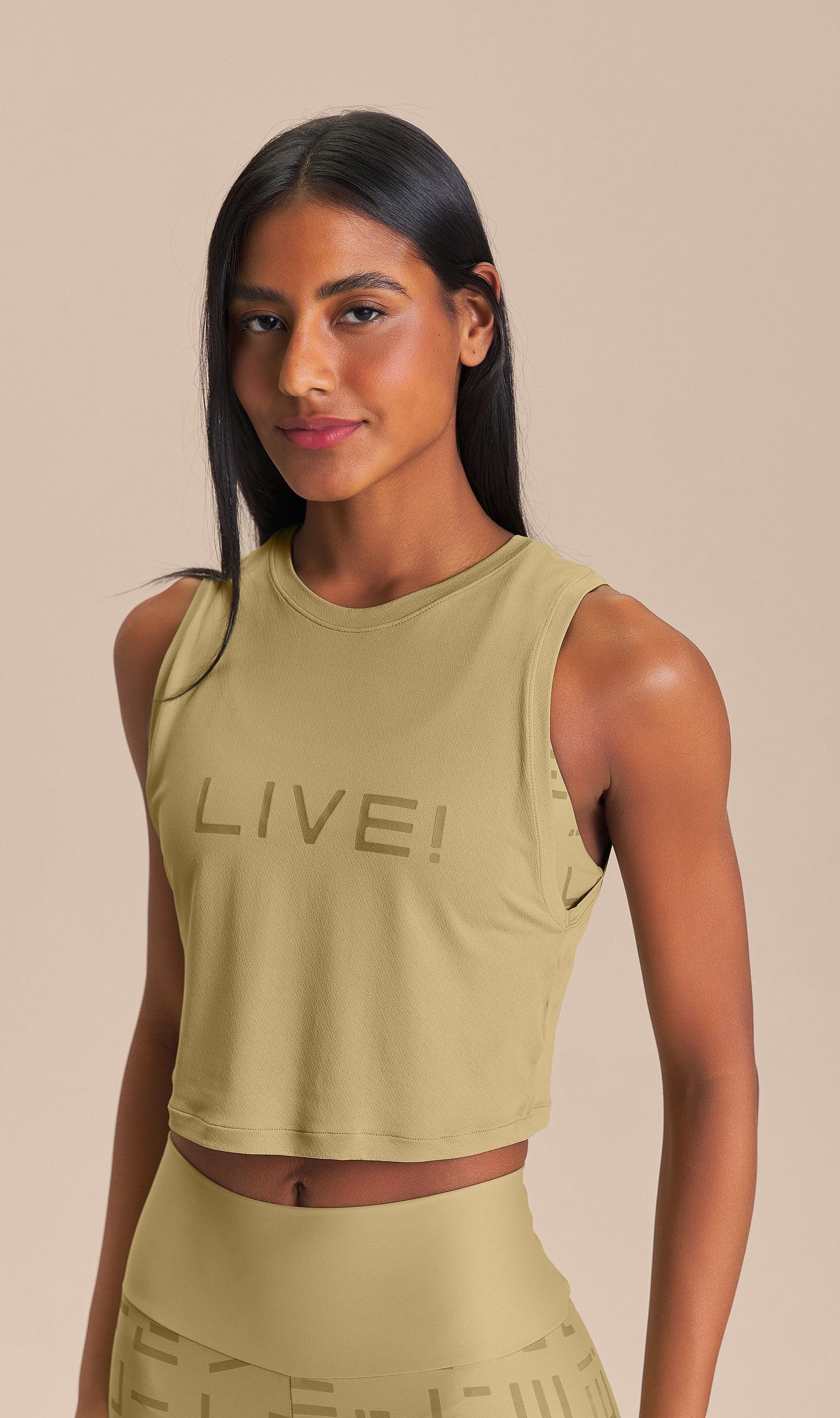 Regata Cropped LIVE Comfort Cor:Verde Claro;Tamanho:G