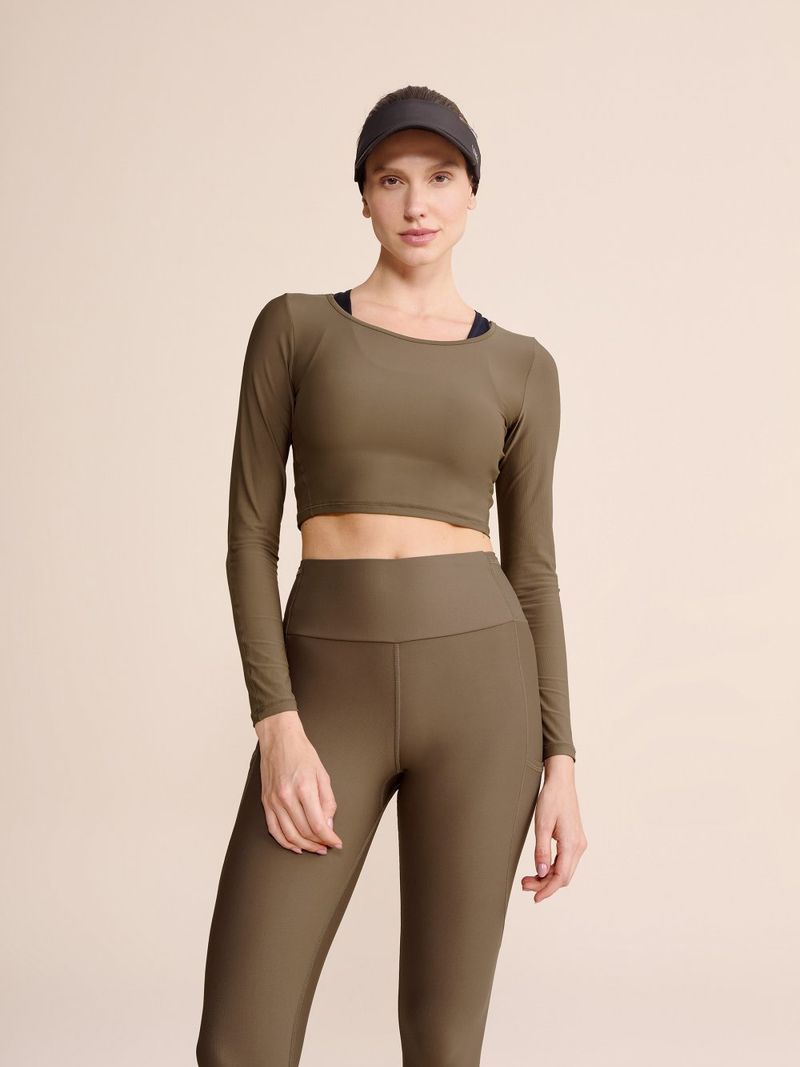 Camiseta Cropped ML Harmony Cor:Verde escuro;Tamanho:G 5