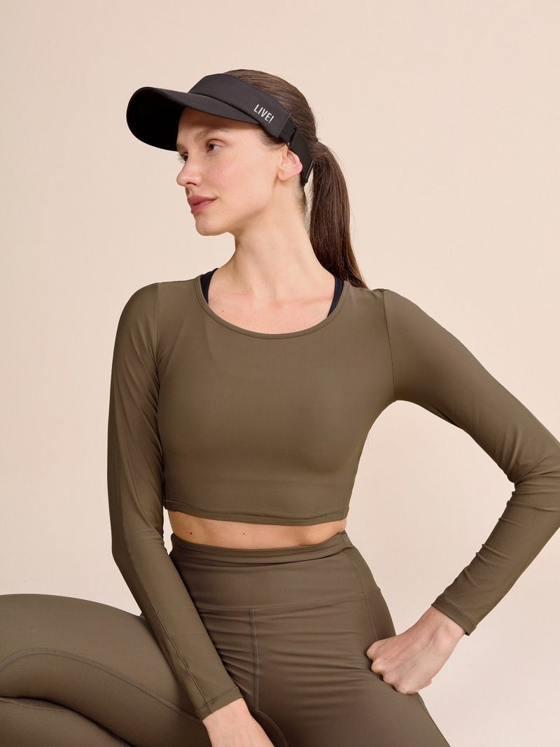 Camiseta Cropped ML Harmony Cor:Verde escuro;Tamanho:G 1