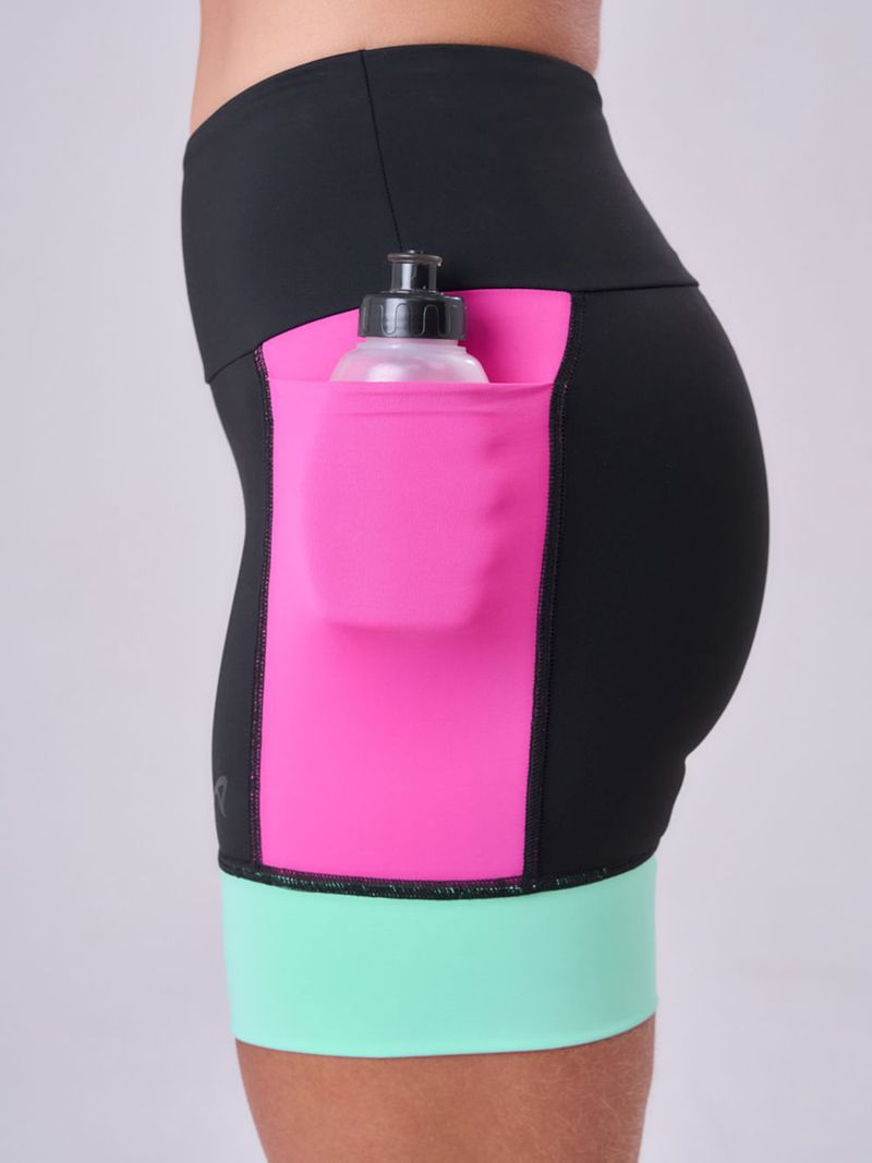 Bermuda Grit Bossa 3 Bolsos 15CM Tricolor Cor:Verde/Fucsia;Tamanho:PP 2
