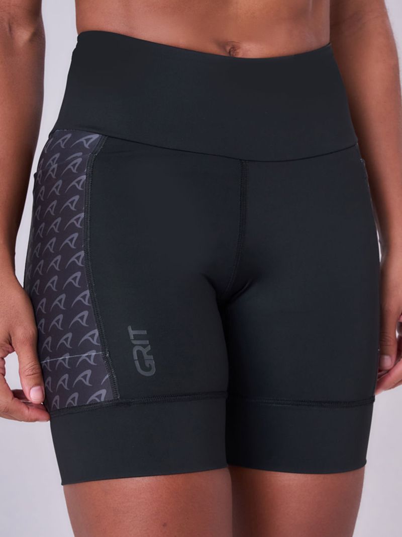 BERMUDA GRIT BOSSA 3 BOLSOS 18CM FEM IND PRETO/ESTAMPA 3