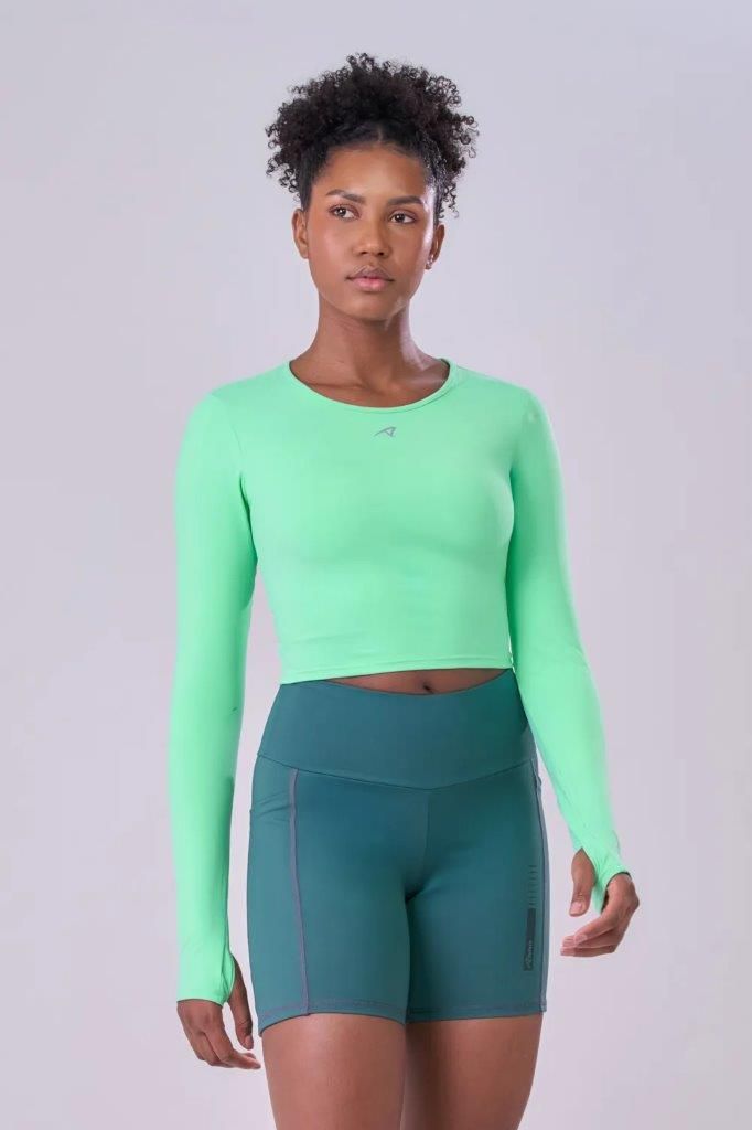 Camiseta Cropped Signature Samba Manga Longa Feminina