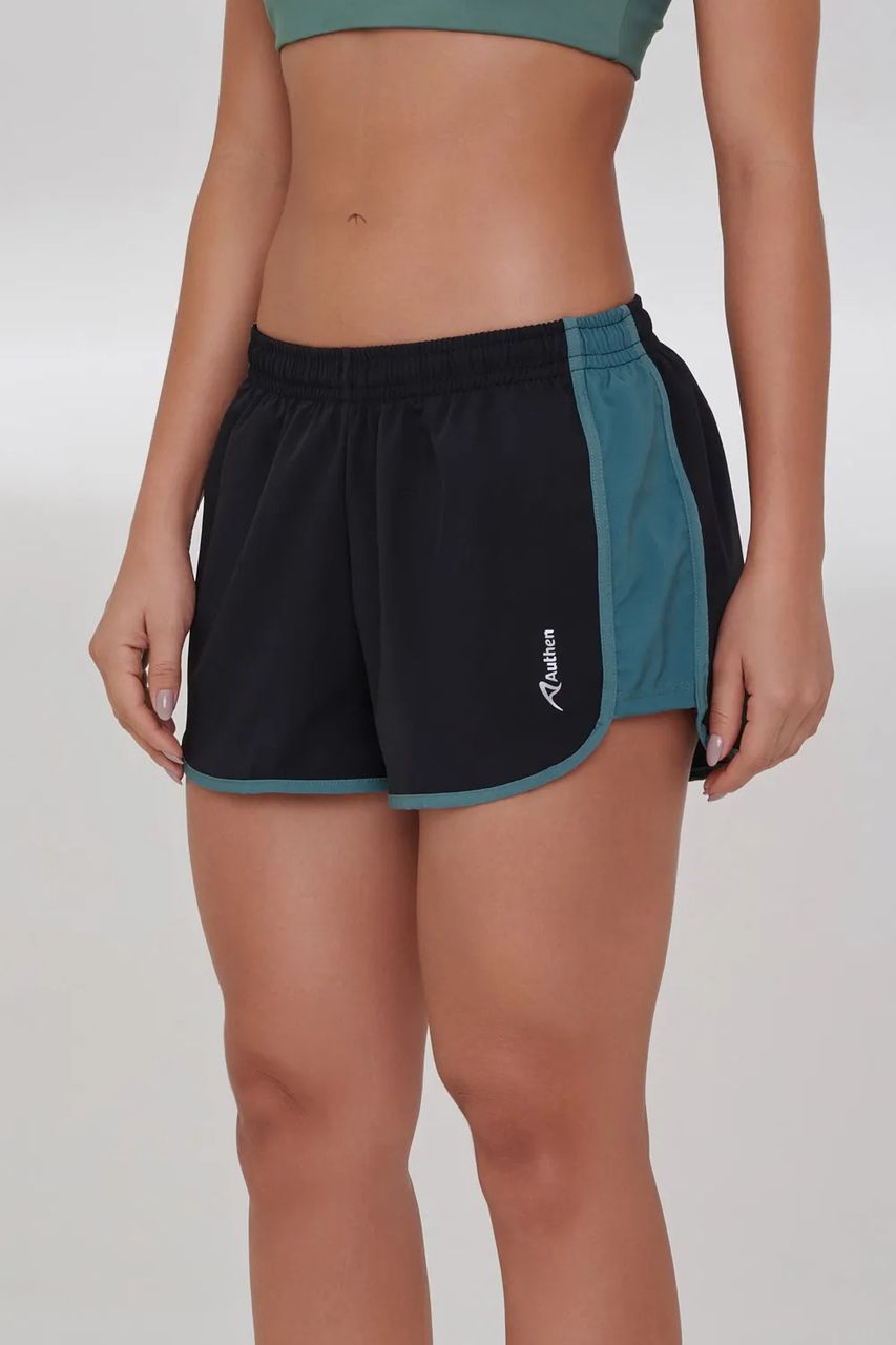 Short EssentialRun Impulse Cor:Preto/Verde Escuro;Tamanho:G