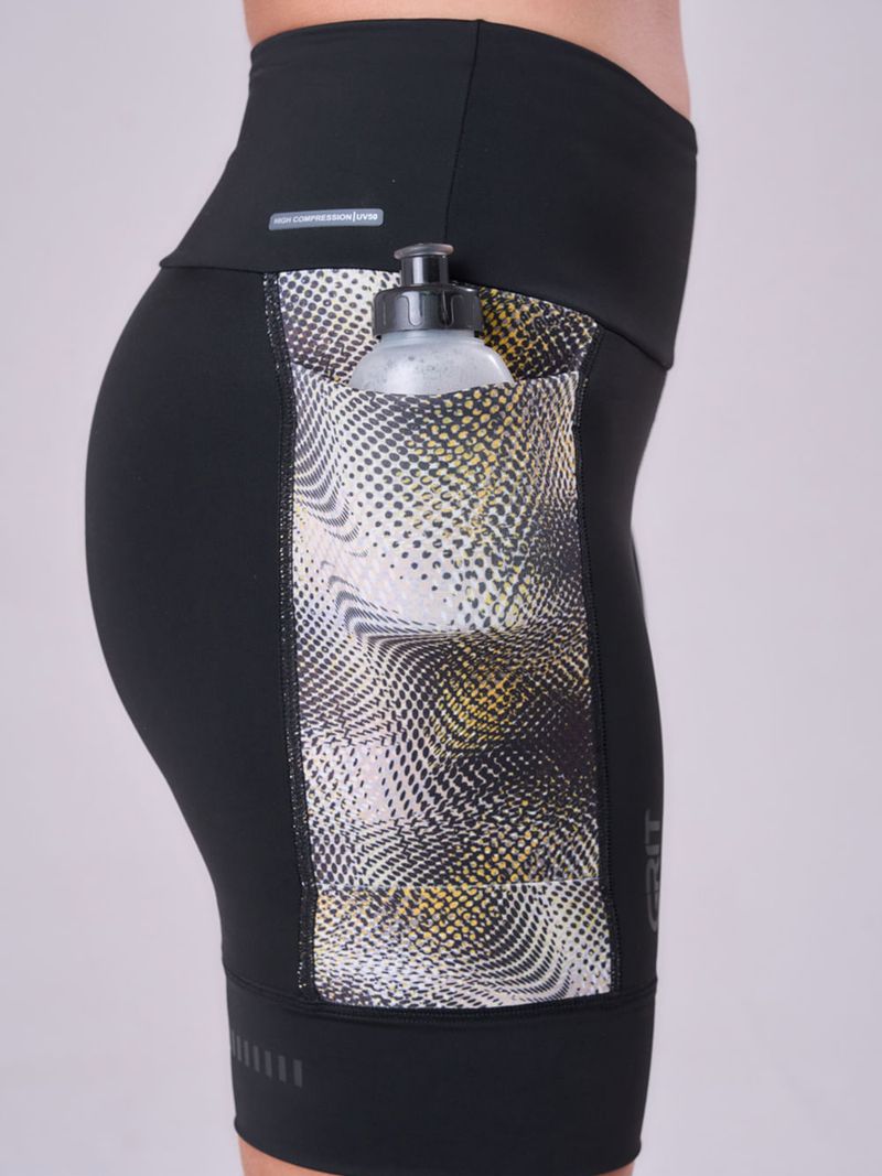 BERMUDA GRIT BOSSA 3 BOLSOS 18CM FEM IND PRETO/ESTAMPA 4