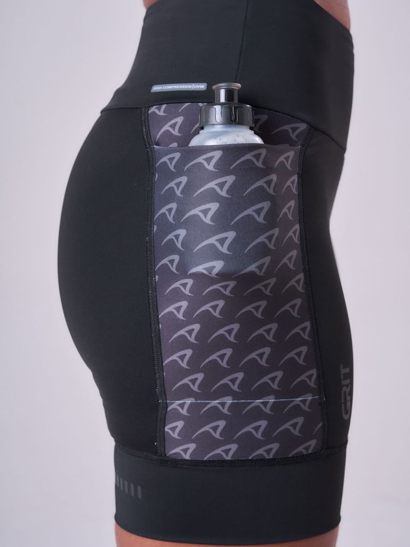 BERMUDA GRIT BOSSA 3 BOLSOS 18CM FEM IND PRETO/ESTAMPA 2